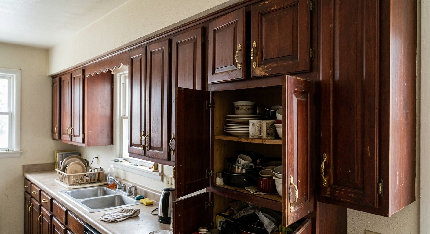 Kitchen Cabinet Before and After - before